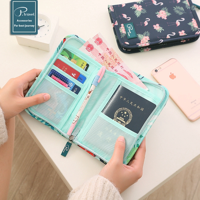 P.travel Cartoon Passport Holder Travel Wallet Cute Credit Card Holder Passport Cover Document Organizer Passport Bag