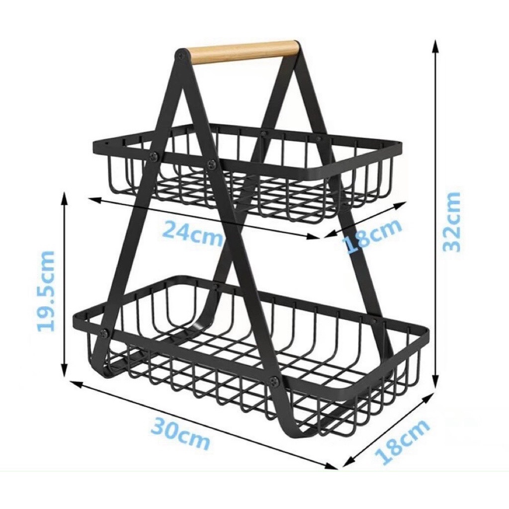 Giỏ để đồ đa năng 2 tầng, giá kệ đựng đồ decor 2 ngăn siêu xinh