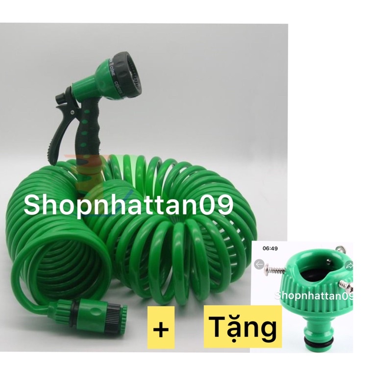 Bộ vòi xịt  tưới cây đa năng - Vòi Phun Đa năng 7 chế độ kèm dây lò xo chịu áp DÂY RỬA XE + đầu nối 3 ốc