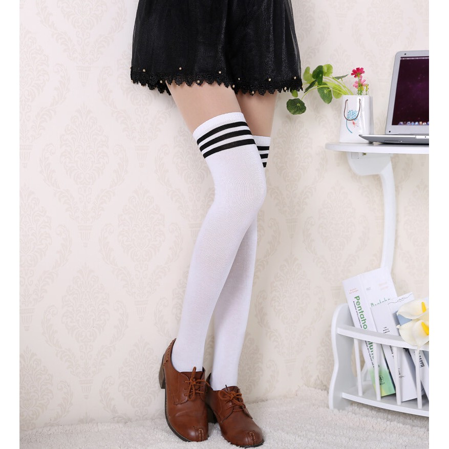 Tất đùi học sinh đen sọc trắng, Vớ hàn quốc phong cách siêu style TV02