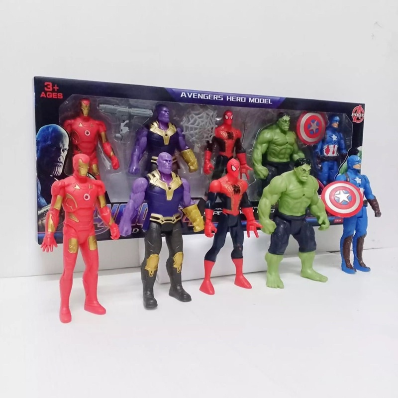 Set 5 Mô Hình Siêu Anh Hùng Avengers 12cm 15cm 17cm [2105 - 2155 - 2165] HULK THANOS SPIDER MAN CAPTAIN AMERICA IRON MAN