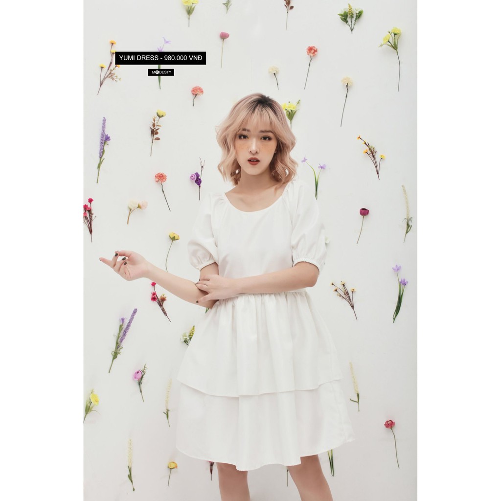 Modesty - Váy nơ lưng trắng Yumi Dress