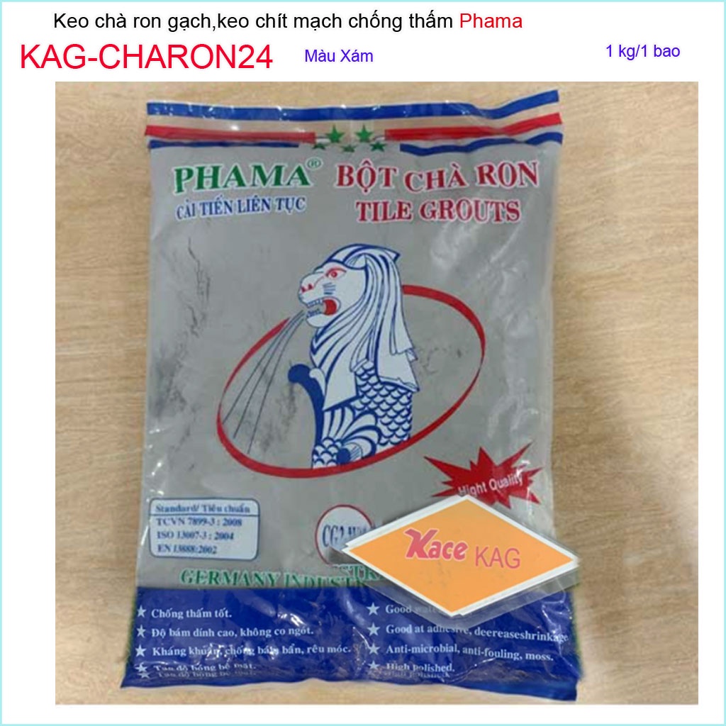 1Kg Keo chà ron phama xám đậm KAG-CHARON24, bột chít mạch khe ron gạch chống thấm-chống rêu mốc