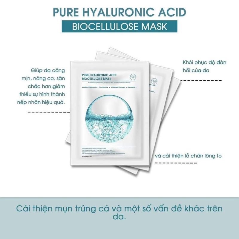 1 Chiếc mặt nạ làm trắng, cấp ẩm Biocellulose Mask Pure Hyaluronic Acid 20 gr