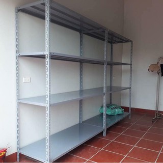 Kệ sắt v lỗ: cao 1.5m, dài 1.2m, rộng 40cm, 4 tầng