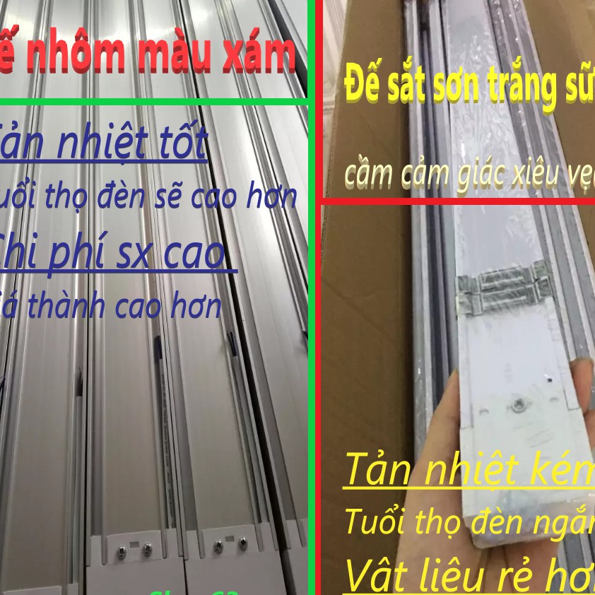 Combo 2 bộ đèn bán nguyệt 60W đầu vuông 120cm - ánh sáng trắng (đế nhôm dày + mica cứng tản quang - bảo hành 2 năm) | BigBuy360 - bigbuy360.vn