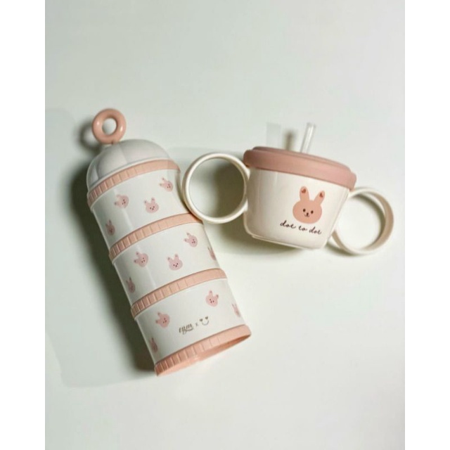 Hộp chia SỮA VÀ THỨC ĂN Họa tiết 3 ngăn TGM Nội địa HÀN QUỐC