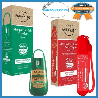 Chai Xịt Và Lăn Chống Muỗi Pháp ParaKito 75ml - An Toàn Cho Mẹ Bầu & Trẻ Em Từ 6 Tháng Tuổi