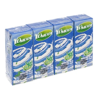 vỉ 4 hộp yomost 190ml sữa chua uống vị bạc hà việt quất