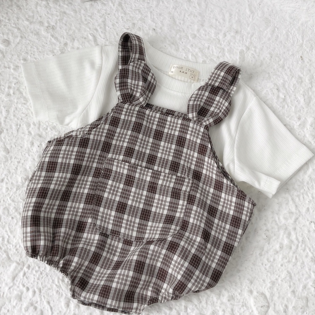 SET YẾM BÉ GÁI TRAI CARO KÈM ÁO THUN XINH XẮN