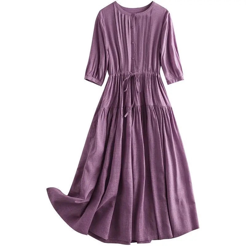 Đầm cotton Lanh Mỏng Eo Cao Vừa Và Dài Thời Trang Mùa Hè Hàng Mới Dành Cho Bạn Nữ 2022