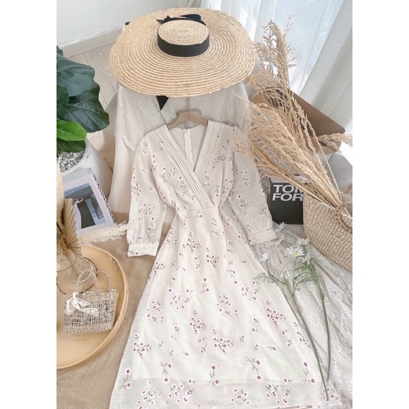 Đầm hoa nhí dự tiệc siêu sang-Freeship-đầm hoa vintage siêu xinh