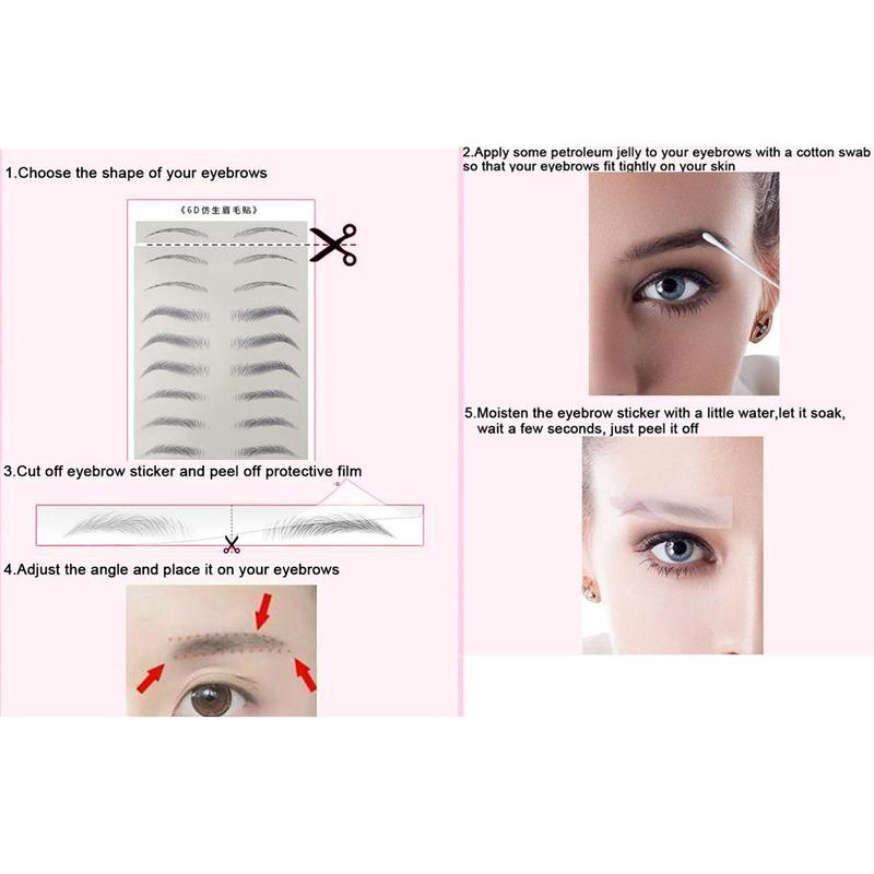 Nhãn dán hình xăm lông mày 3D MỚI / 10 cặp Nhãn dán giả bán cố định dạng nước