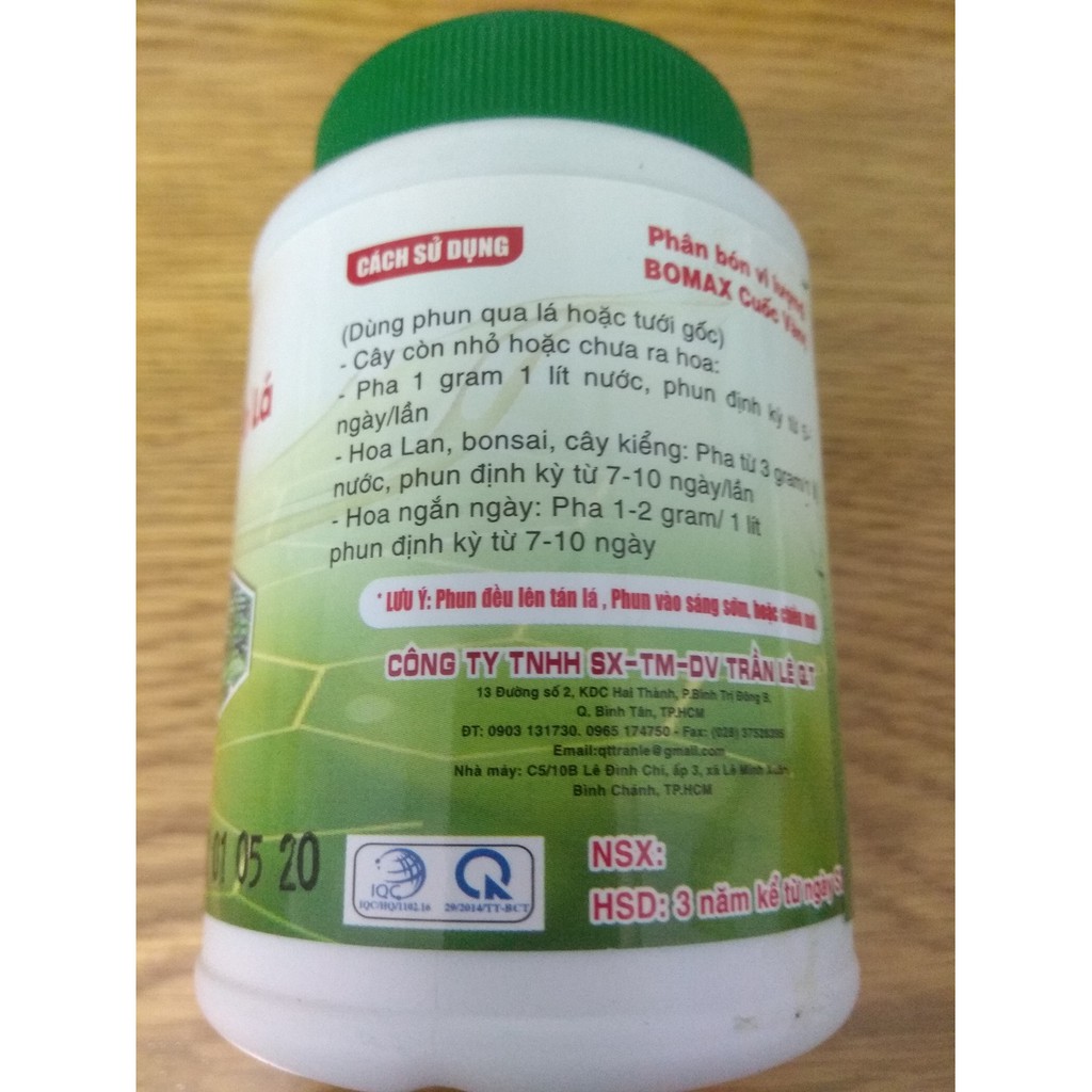 Phân bón vi lượng NPK 30-10-10+TE dưỡng cây-nảy chồi- xanh lá - bomax chai 100 gram