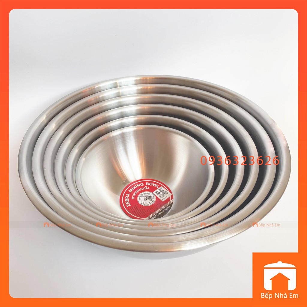 Thau Trộn Inox 304 ZEBRA Cao Cấp Nhiều Size_ Nhập Khẩu Thái Lan