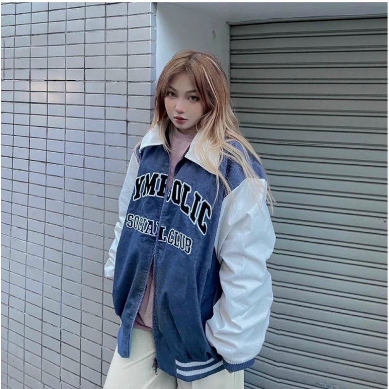 Áo khoác bomber[CÓ ẢNH THẬT] cổ bẻ GYMB OLIC  form rộng unisex áo khoác bóng chày nam nữ GYMB OLIC