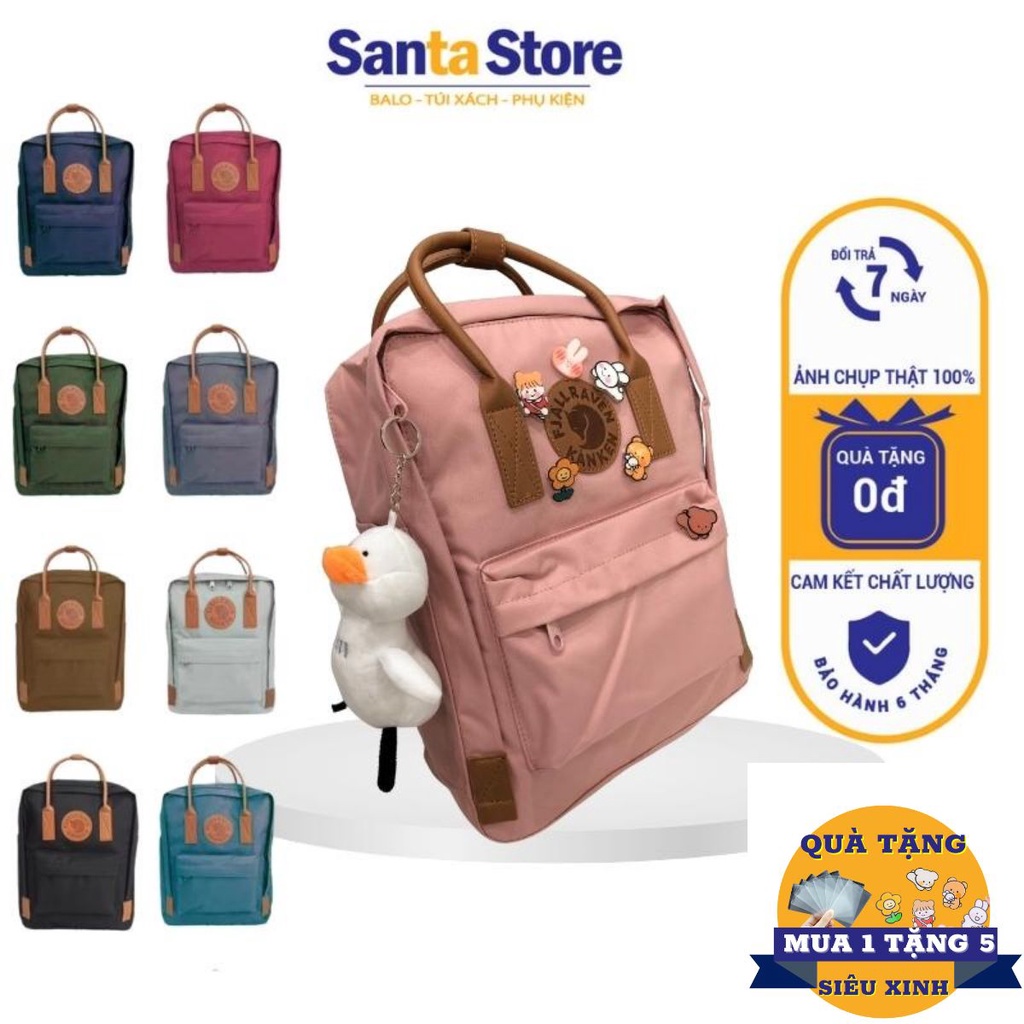 Balo thời trang nam nữ Hàn Quốc SANTA STORE KKN2 quai da đi học đựng Laptop, sách vở kiểu basic vải chống nước cao cấp