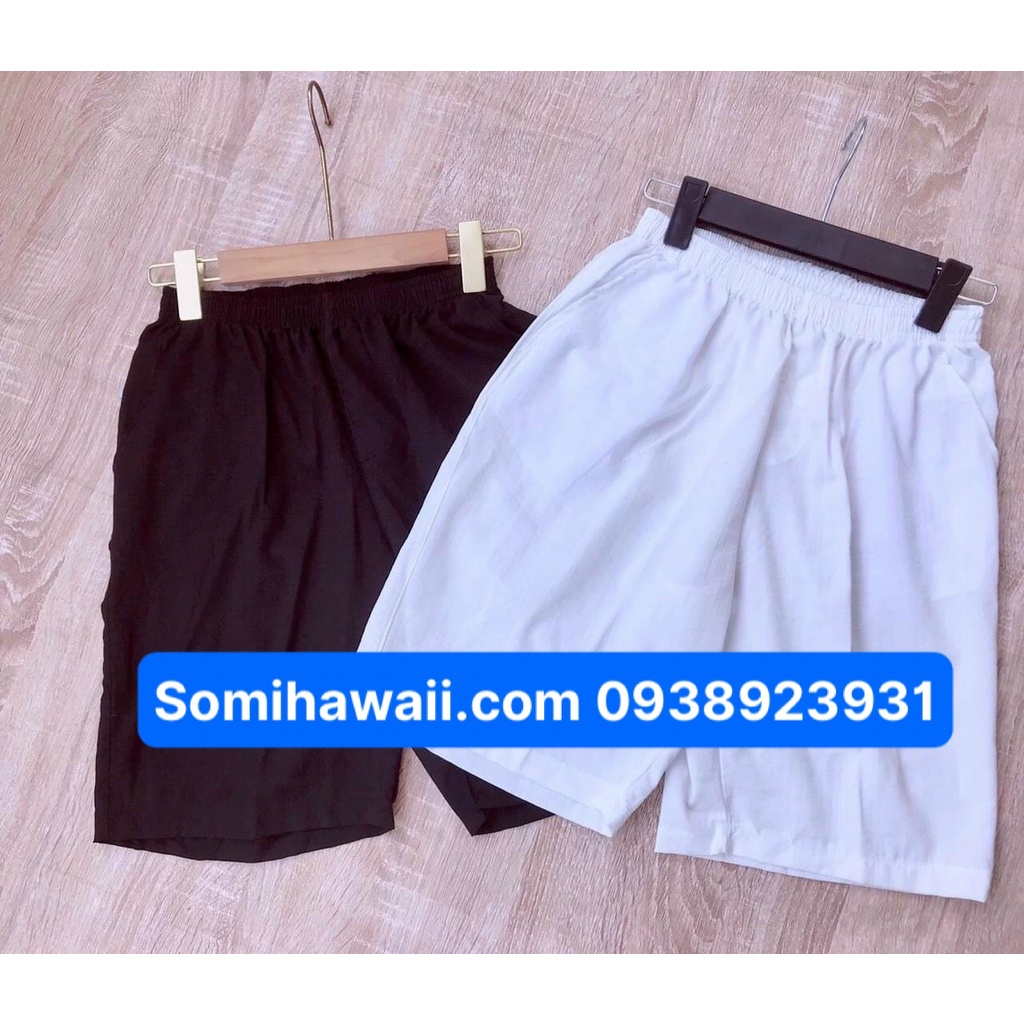 Quần Short Nam chất đũi dày dặn hai màu Trắng / Đen