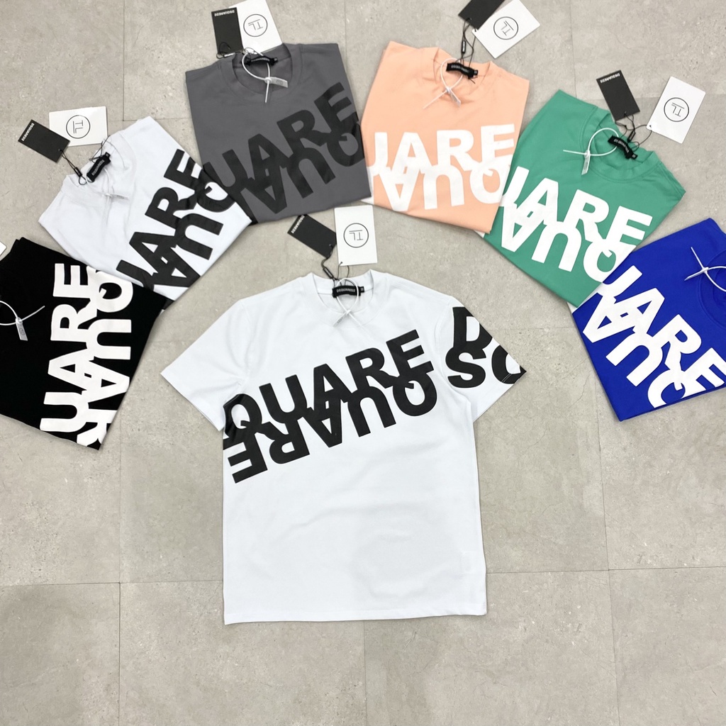Áo Thun  DSQ Dập Chữ Nghiêng Trấn Thành, Áo thun unisex nam nữ form rộng oversize chất liệu Cotton