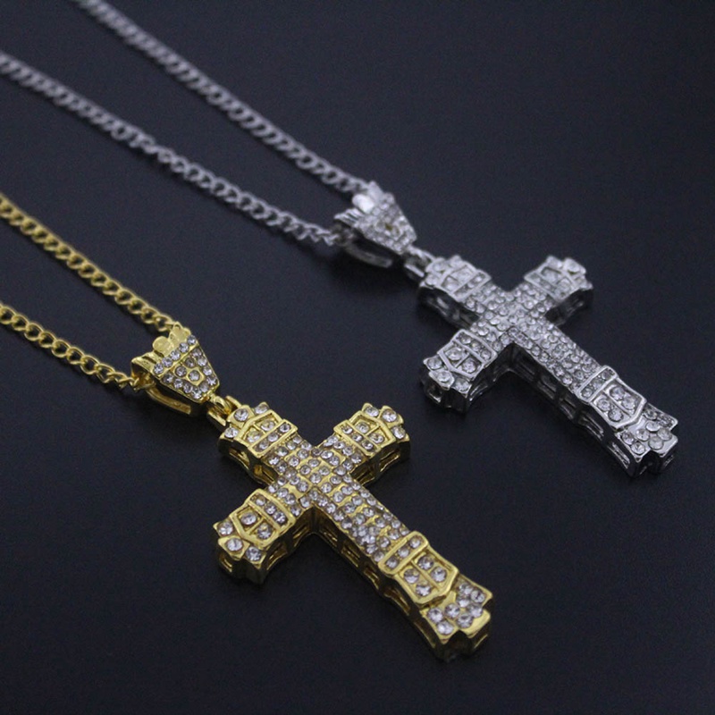 Dây Chuyền Mạ Vàng 18K / Bạc 925 Mặt Thánh Giá Đính Đá Pha Lê