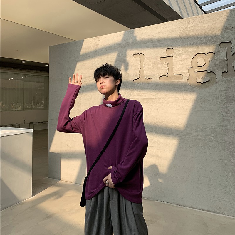 Áo Thun Cotton Tay Dài Cổ Tròn Màu Trơn Phong Cách Nhật Bản Cho Nam Màu Sắc | BigBuy360 - bigbuy360.vn