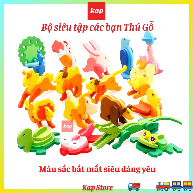 Thú ghép hình gỗ 3D, Wooden 3D Animal puzzle