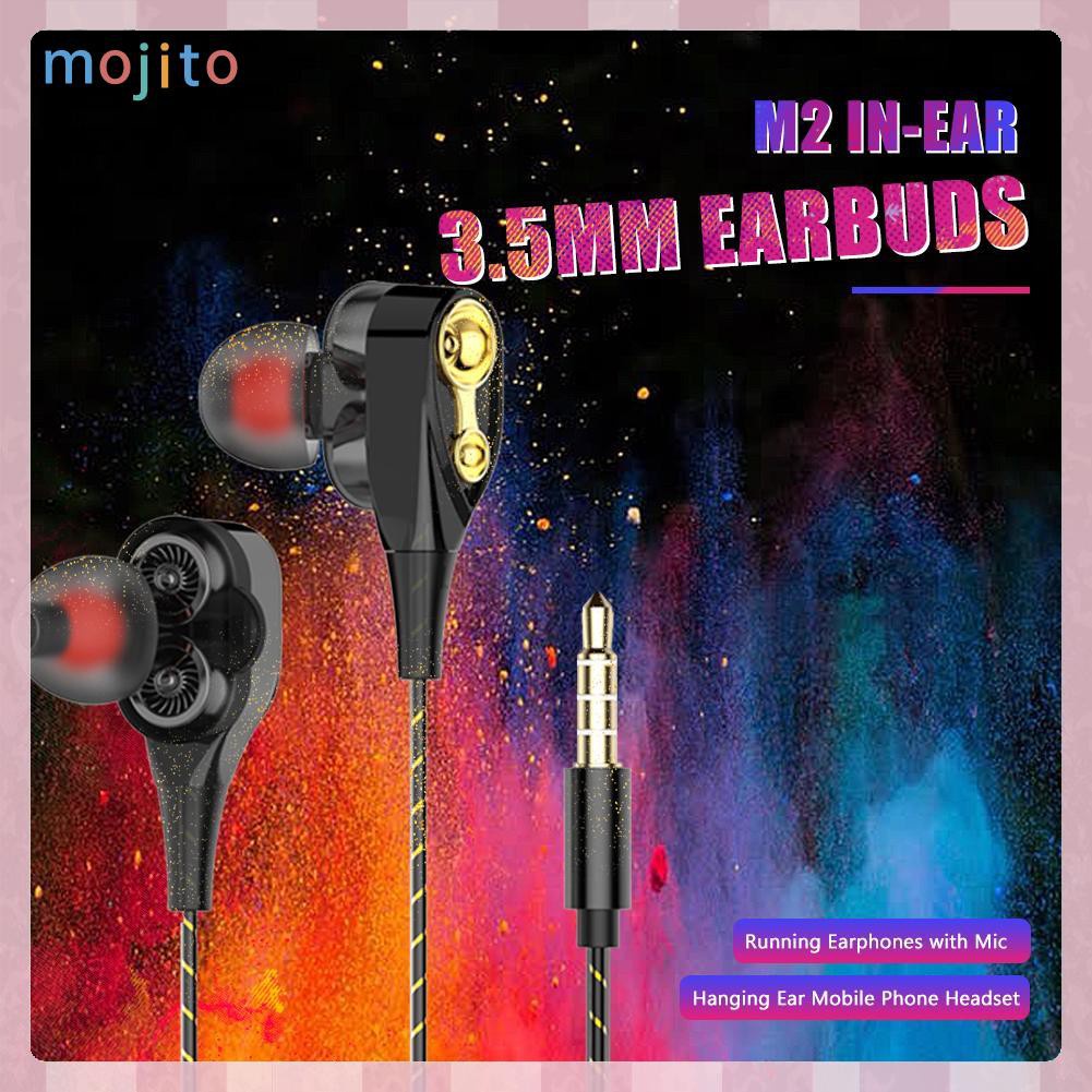 MOJITO Wired Earphone Universal 3.5mm High Bass Earbuds In-Ear Earphones with Mic