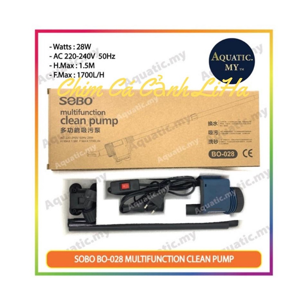 Máy Hút Vệ Sinh Hồ Cá Điện Siêu Sạch Tích Hợp Đầu Bơm Sobo BO-028