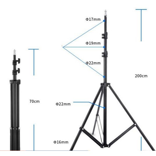 Chân đèn 70- 200 , 70 - 260 cm ( ống nhỏ )