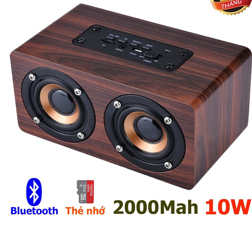 Loa gỗ bluetooth hỗ trợ đọc thẻ nhớ âm thanh nổi HIFI siêu trầm W5 -dc2179