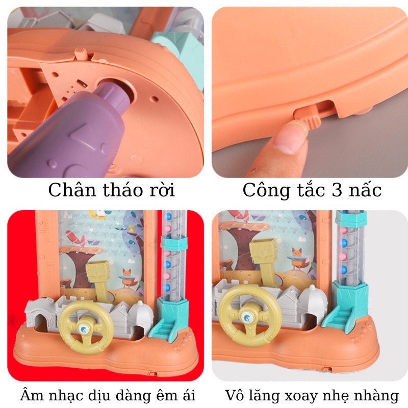 Đồ Chơi Máy Bắt Hạt Đậu Hình Lâu Đài Kèm Vô Lăng Oto Có Nhạc Phát Sáng Dành Cho Bé