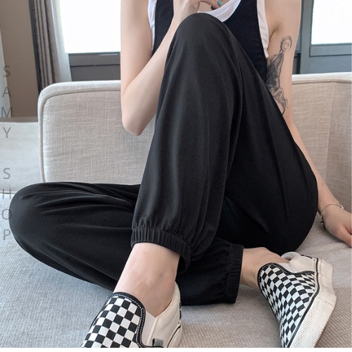 Quần Joggers len tăm nữ, quần bomber bo gấu ống rộng phong cách thể thao