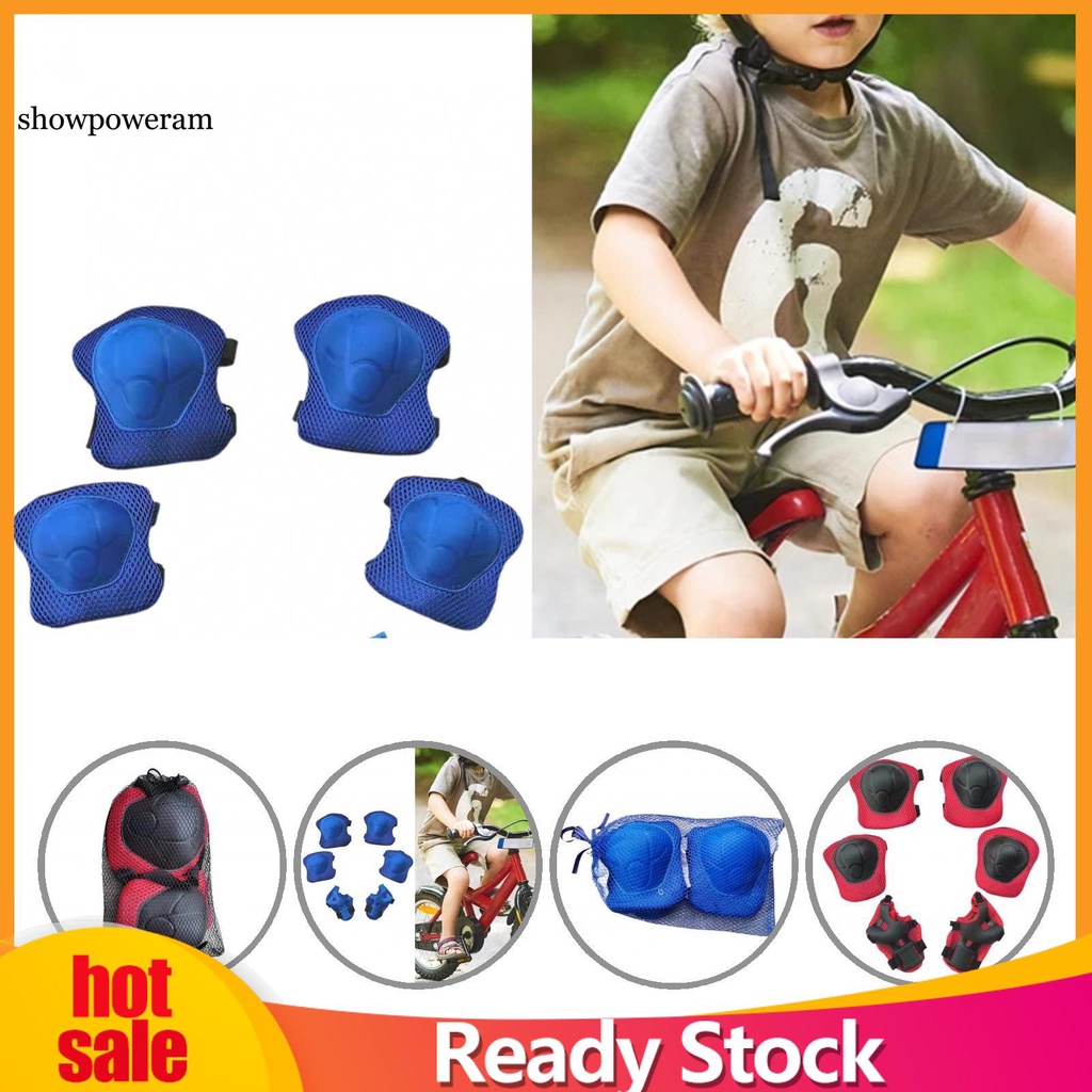Set 6 đệm bảo vệ đầu gối + khuỷu tay + lòng bàn tay chống va chạm một size dành cho trẻ em khi chơi trượt băng