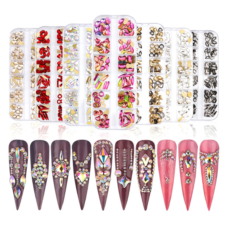 Set 120 Viên Đá Pha Lê AB Mặt Phẳng Đính Trang Trí Móng Tay / Giày / Móng Nghệ Thuật
