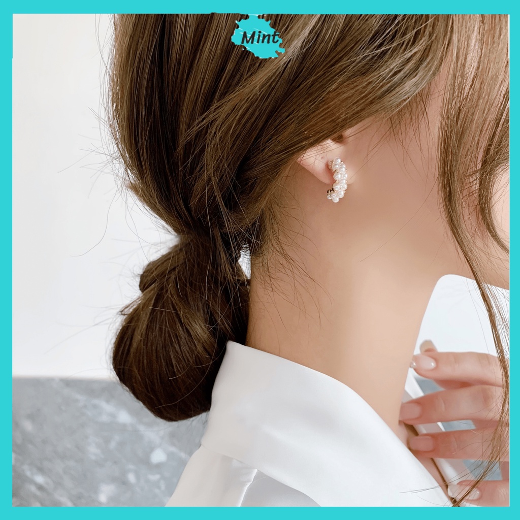 Bông Tai Nữ ❤️KHÔNG GÂY DỊ ỨNG❤️ Khuyên Tai Đính Ngọc Trai Nhân Tạo Chuôi Bạc S925 Phong Cách Hàn Quốc