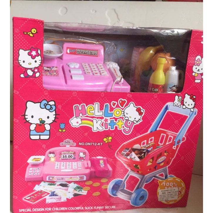 Hộp máy tính tiền hello kitty và xe đẩy