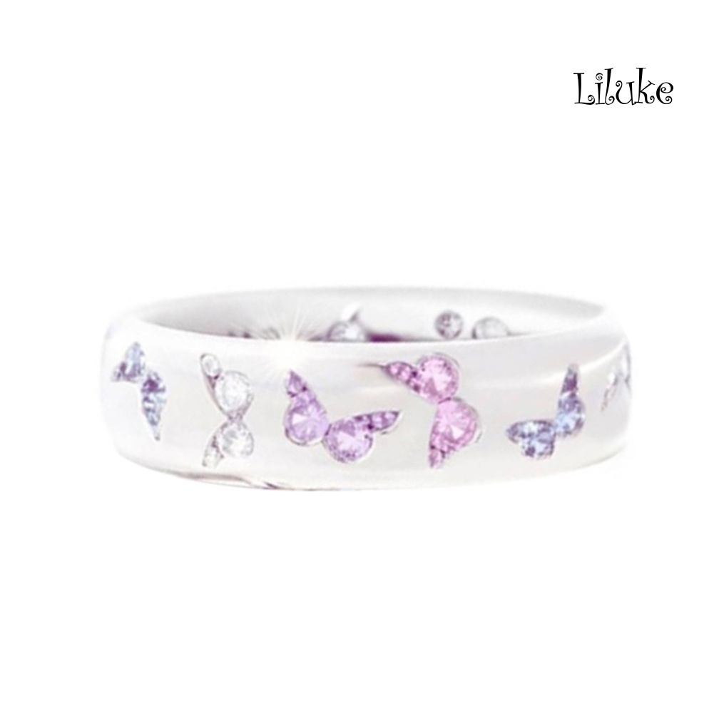 Nhẫn Mạ Bạc Trang Trí Hình Bướm Đính Đá Thời Trang Cho Nữ