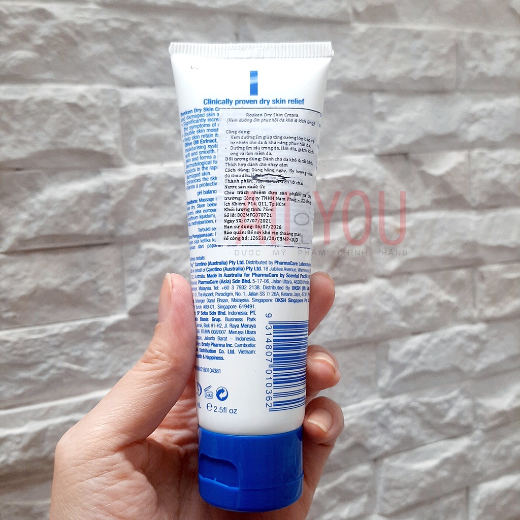 ROSKEN Dry Skin Cream 75mL & 400mL - Kem Dưỡng Ẩm Phục Hồi Da Khô Và Kích Ứng.