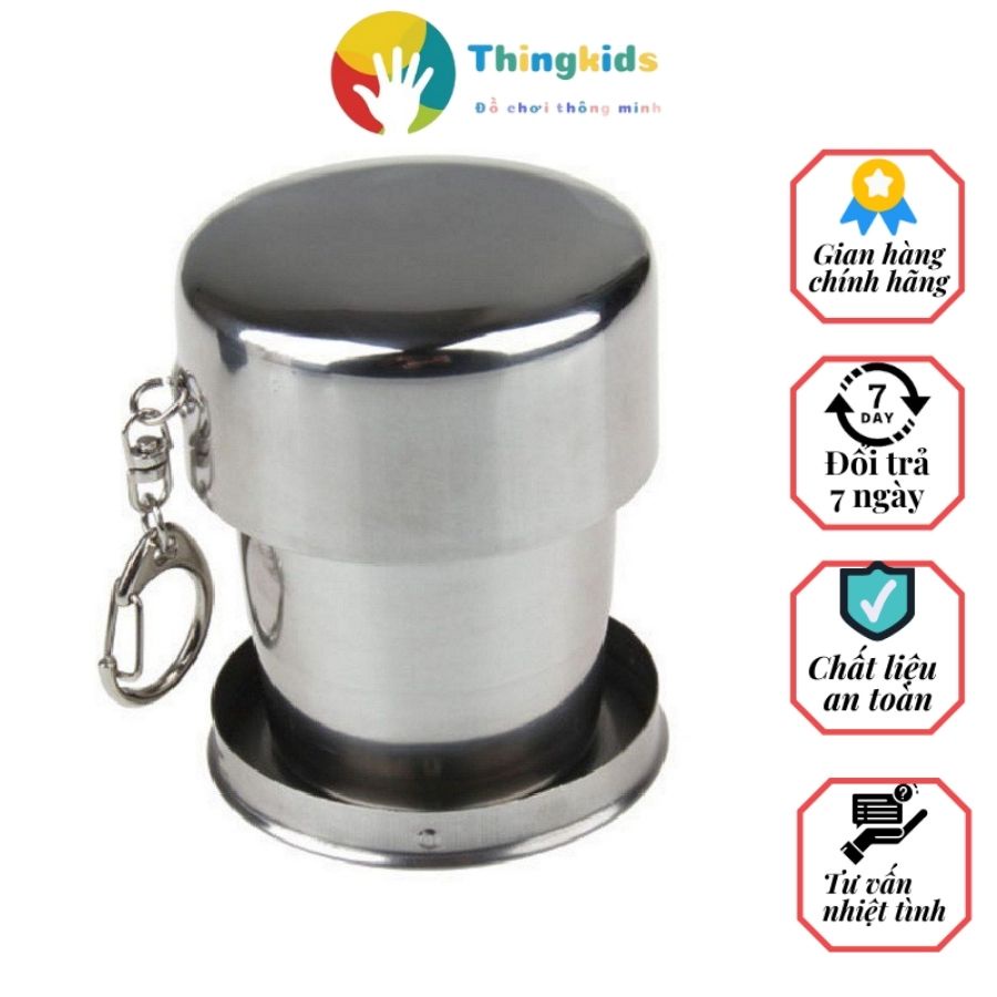 Cốc uống trà inox di động 60ml Cốc gấp gọn du lịch ngoài trời tiện lợi. - Thingkids