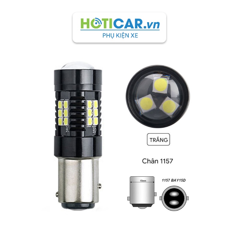 Đèn LED  hậu, phanh, xi nhan chân 1157  chip 3030 T203030-21 Màu trắng
