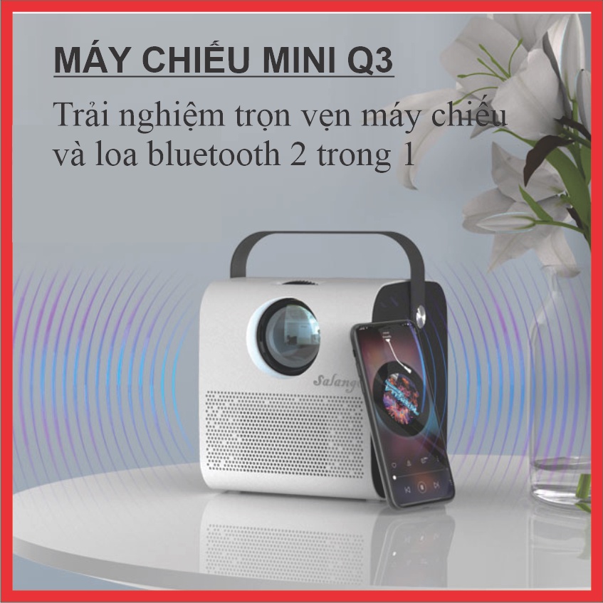 Máy chiếu mini Q3 - Android 9.0 - HD720p - Kết nối WIFI + Bluetooth