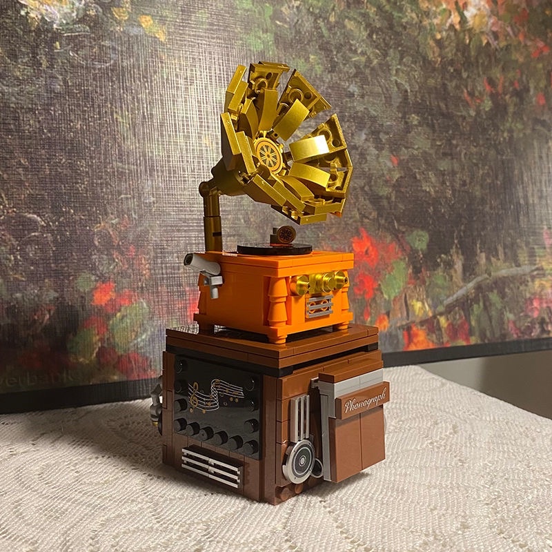 Đồ chơi xếp hình lắp ráp LEGOGI Piano Đĩa than tích hợp loa phát nhạc kết nối bluetooth Sembo Block