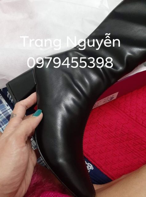 Boots da lì gót vuông 6p khoá cạnh đen nâu trắng kem hàng cao cấp loại 1 (chat trước check size)