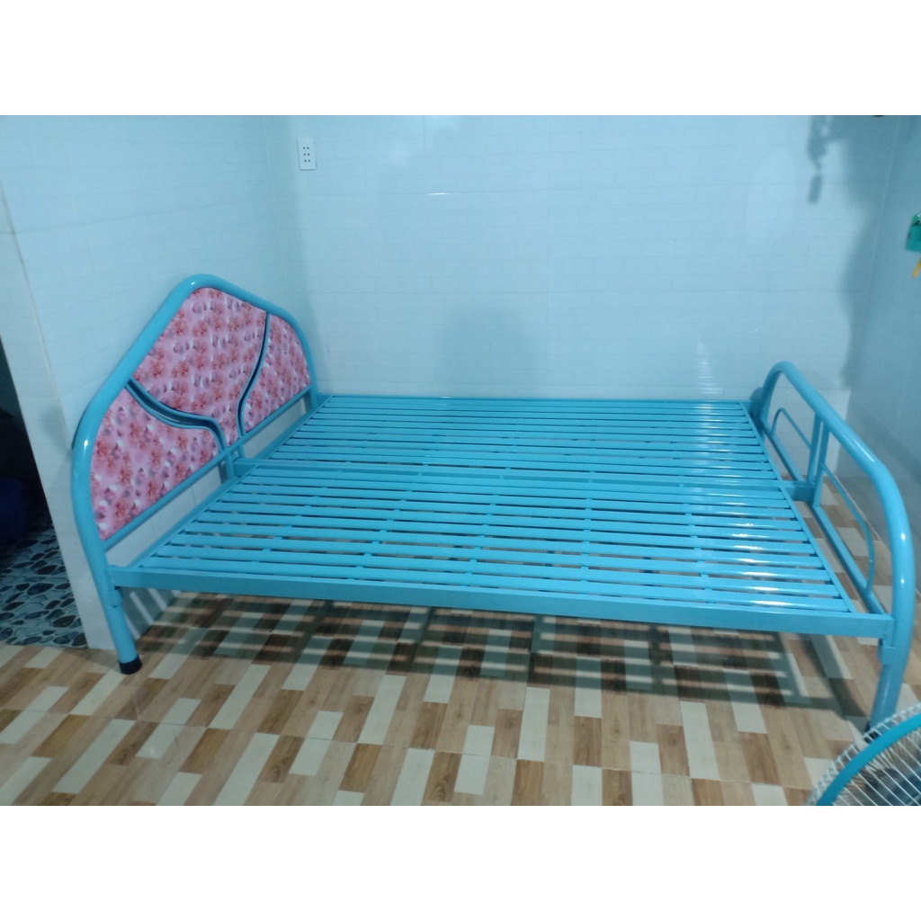 Giường sắt giá rẻ 80cm 1m 1m2 1m4 1m6 1m8 dài 2m, giường ống tròn phi 49 giao hàng toàn quốc