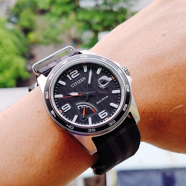 Đồng hồ nam CITIZEN PRT Black Dial Striped Nylon Men's Watch AW7030-06E 42MM