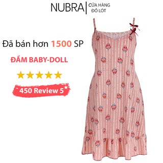 Đầm ngủ 2 dây kèm bra lót mút dễ thương | đồ ngủ orla