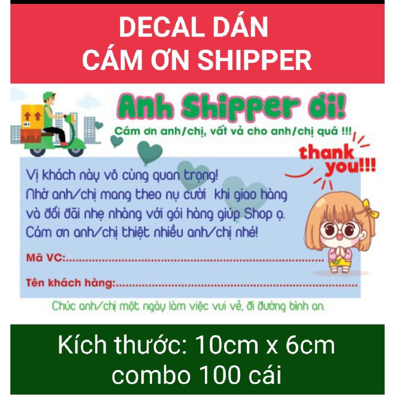 (SIÊU RẺ) combo 100 Tem dán cảm ơn shipper, NHÃN CÁM ƠN SHIPPER-M2