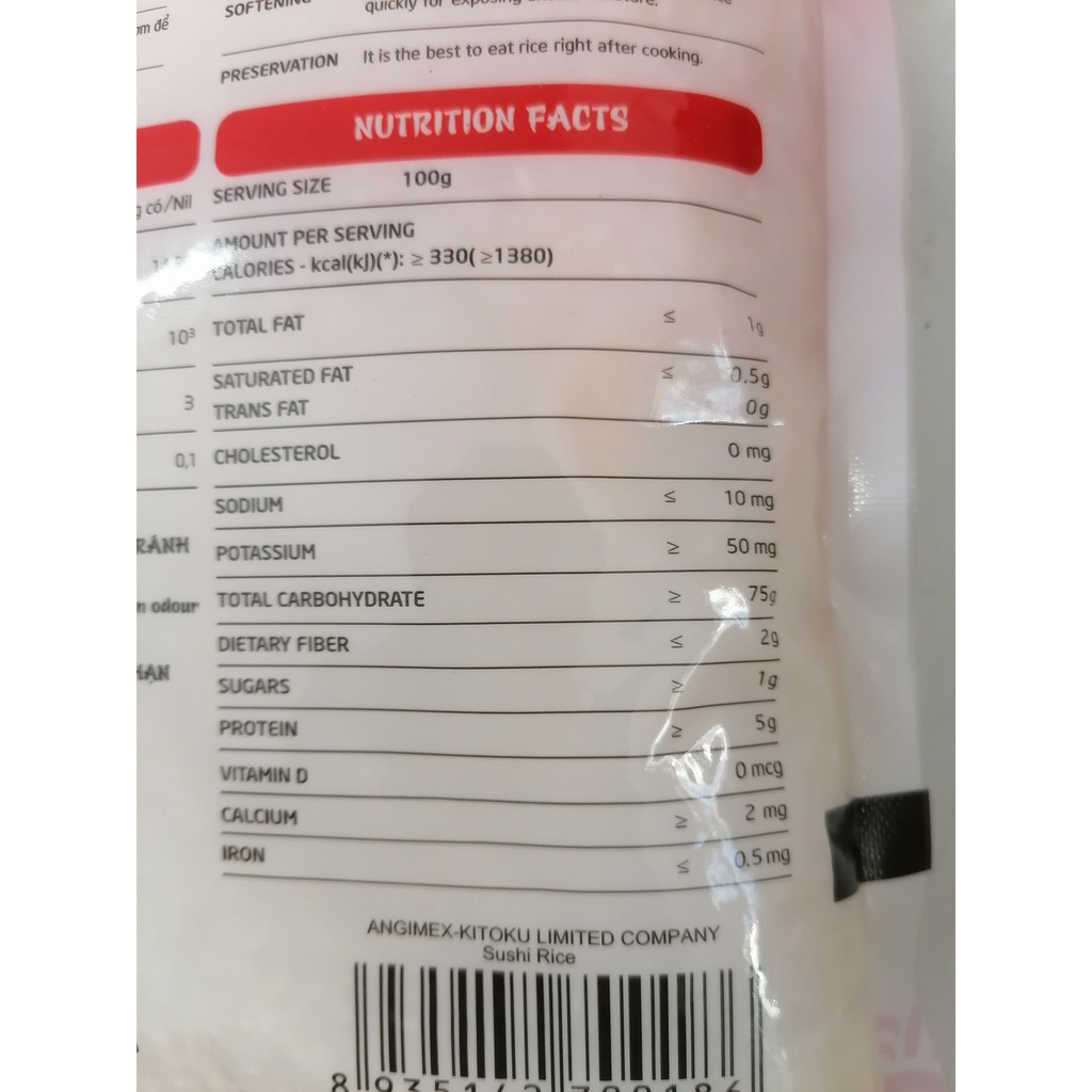[1 Kg] Gạo làm Sushi “giống Nhật Japonia” [VN] ANGIMEX KITOKU Sushi Rice (btn-hk0)