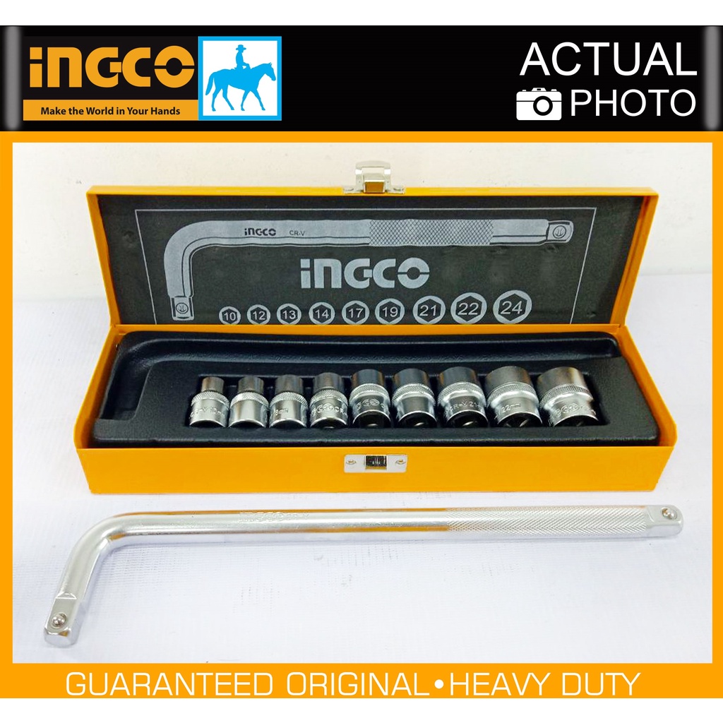 Bộ 10 đầu tuýp kèm tay vặn chữ L 1/2inch INGCO HKTS12101