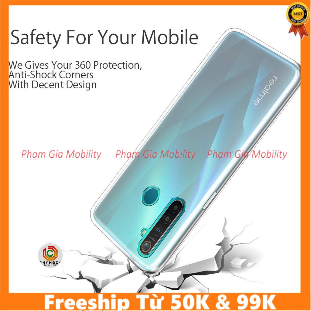 (Có video) Ốp lưng Realme 5 / Realme 5 Pro trong suốt cao cấp